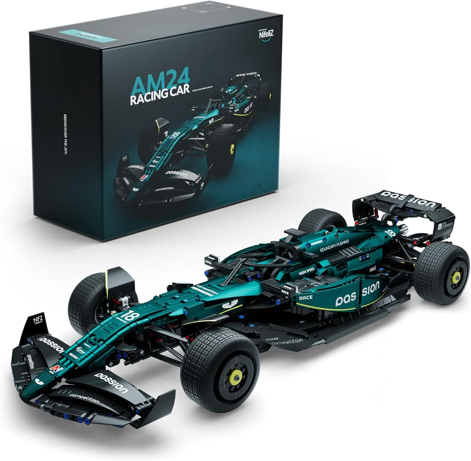 Nifeliz AM24 Formula 1 Racing Car Building Set, 1:8 Scale Collectible Set for Adults, Authentically Detailed Build and Display Model for Home or Office Décor (2351PCS, NF10279)