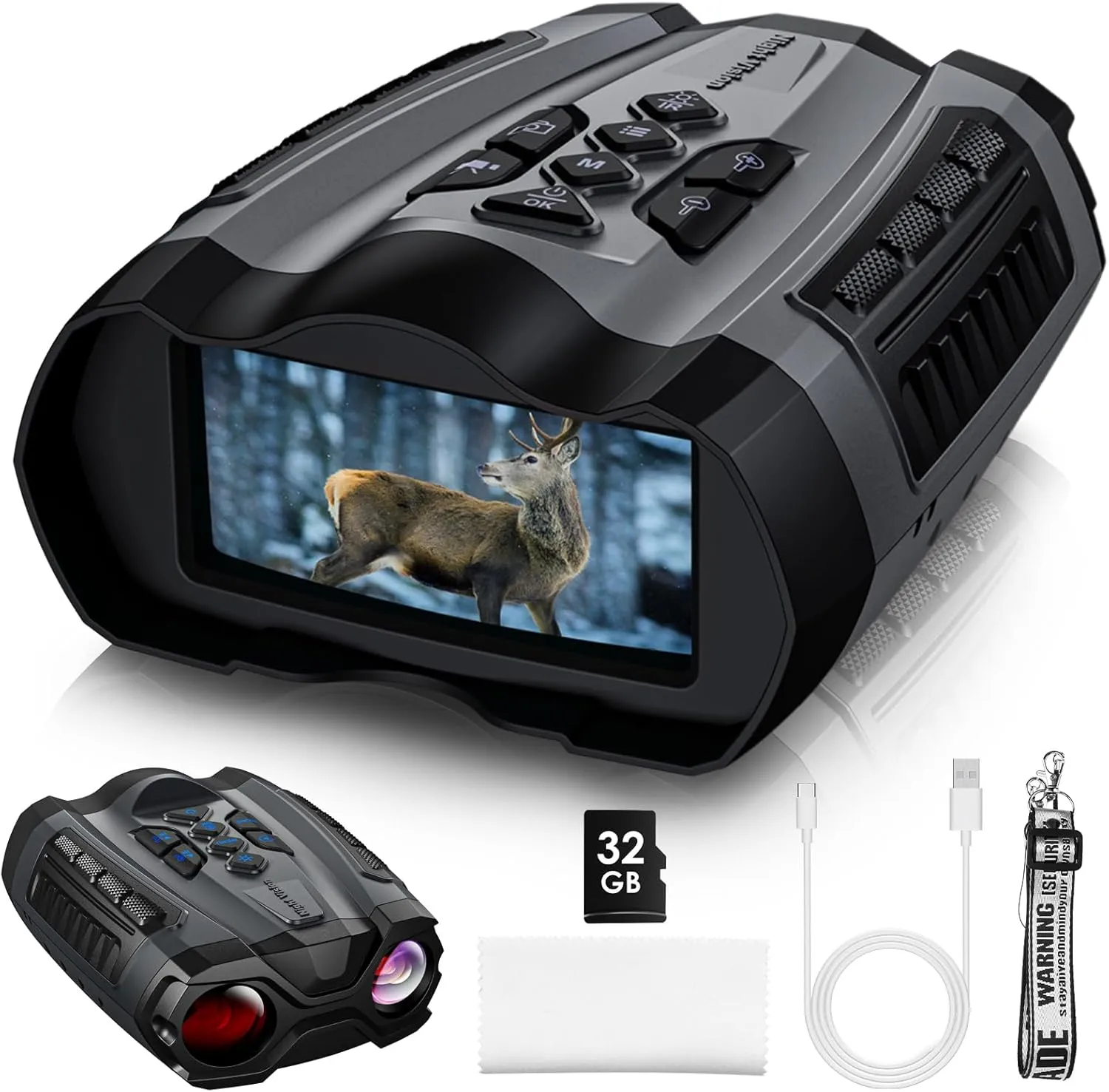 Night Vision Goggles,4000mAh Rechargeable Binoculars for Adults with 3.5" Screen and 32GB Memory Card for 36MP Photo and 4K Video,9 Gear Infrared and 10X Digital Zoom for Outdoor Enthusiasts