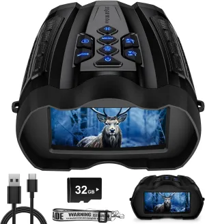 Night Vision Goggles,4K Night Vision Binoculars for Adult with 3.5" HD Screen,32GB TF Card for Photo and Video,9 Gear Infrared and 10X Digital Zoom for Outdoor Enthusiasts and Animal Watchers