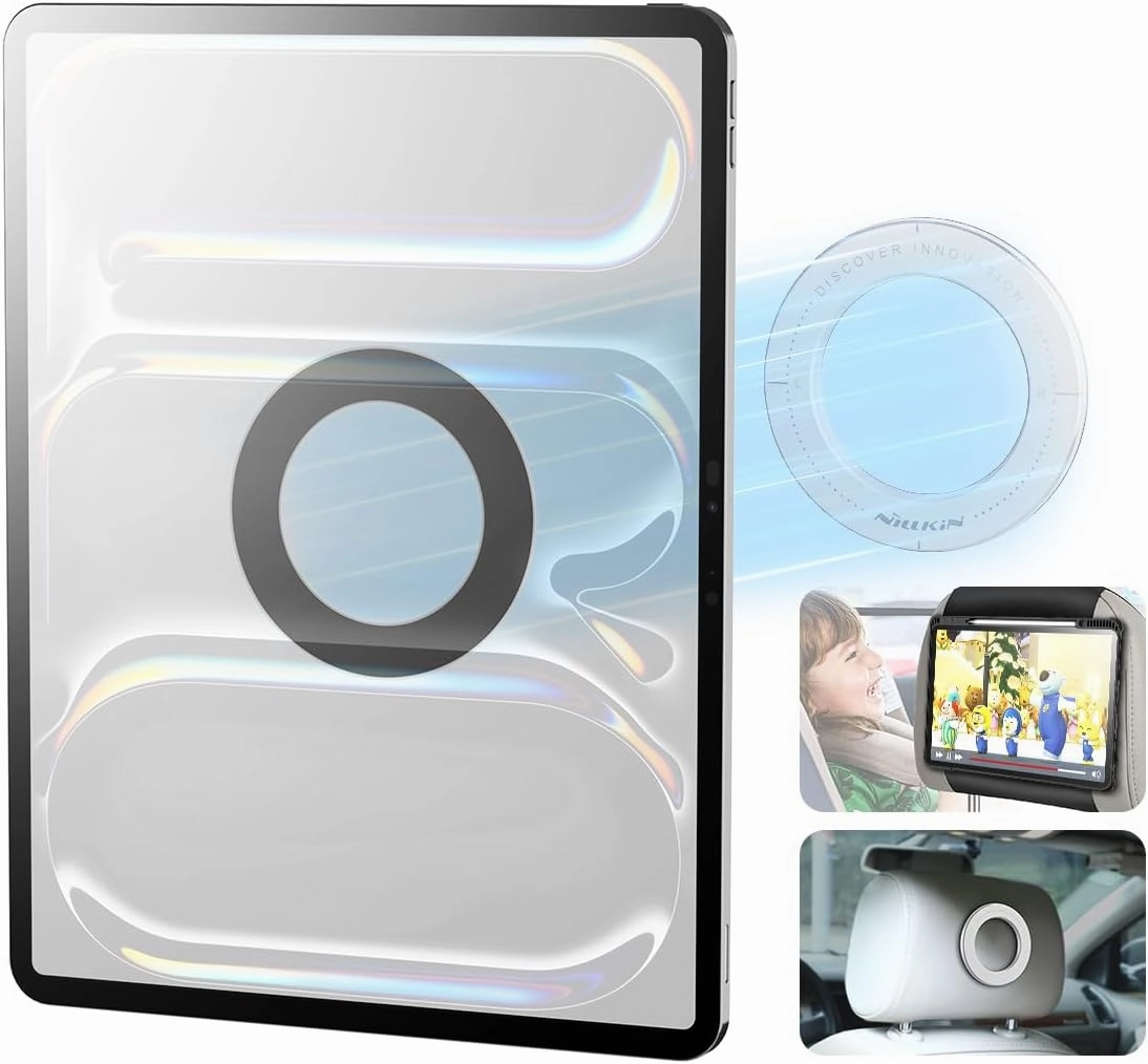 Nillkin iPad Magnetic Wall Mount for iPad Pro, Air, Mini, 7.9-14" Tablet Kindle Holder for Car Headrest Backseat, Kitchen, Bathroom, Gym, Bedroom, Fridge (White)
