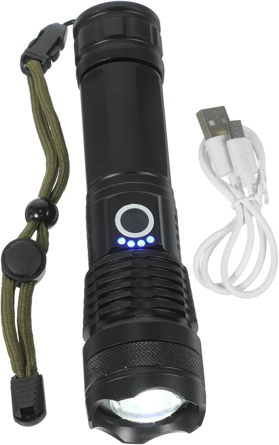 NUOBESTY 1Pc Rechargeable LED Camping Light Zoomable Spotlight Flashlight with High Lumens for Outdoor Activities Lightweight Portable Lantern for Hiking Fishing Emergency Use Black