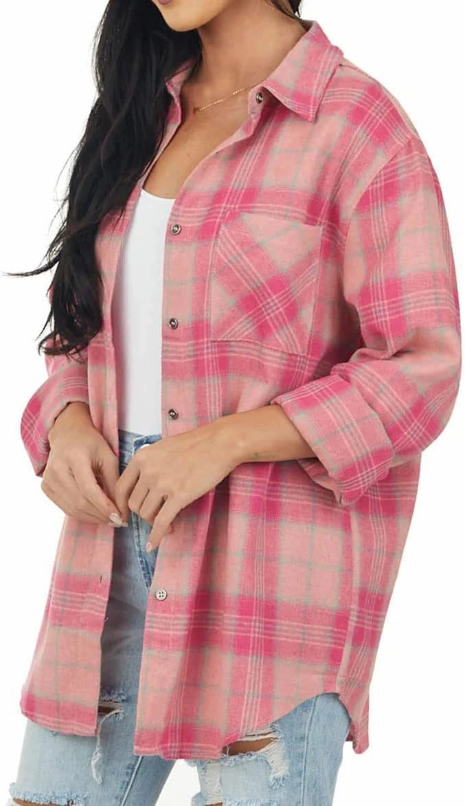 NUOREEL Women Corduroy Shirts Casual Long Sleeve Button Down Blouses Top