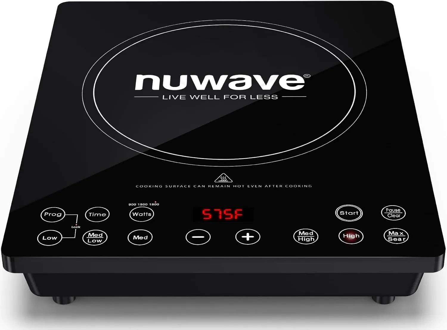 Nuwave Pro Chef Induction Cooktop, NSF-Certified, Commercial-Grade, Portable, Powerful 1800W, Large 8” Heating Coil, 94 Temp Settings 100°F - 575°F in 5°F, Shatter-Proof Ceramic Glass Surface
