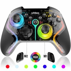 Nyko PlayPad Glow™ Full-Size Wireless RGB Controller for Nintendo Switch™ | Customizable Lighting & Dual Rumble Feedback | 6-Axis Controller | 20-hr Battery Life