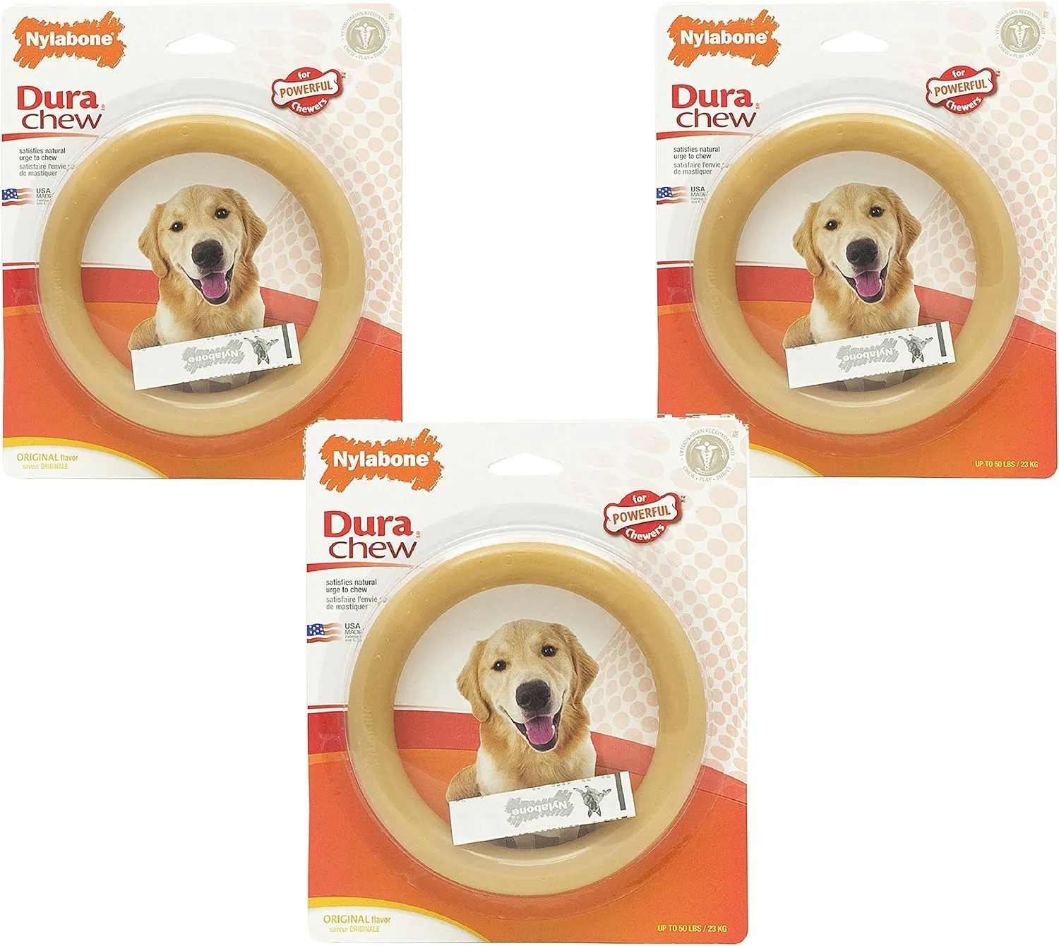 Nylabone (3 Pack) Giant Original Flavored Ring Bone Dog Chew Toy
