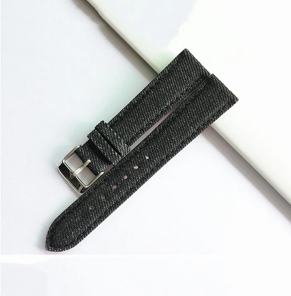 Nylon Canvas Bottom Leather Watch Belt Men and Women Universal Stainless Steel pin Buckle Watch Accessories