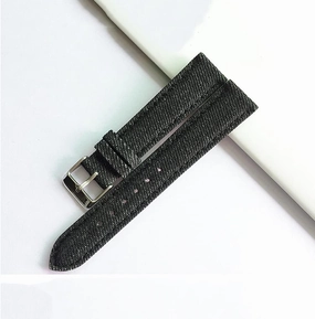 Nylon Canvas Bottom Leather Watch Belt Men and Women Universal Stainless Steel pin Buckle Watch Accessories