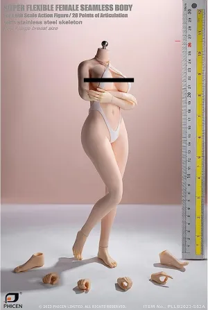 OBEST TBLeague 1/6 Scale Female Super Flexible Durable Figure Body,Plump Body Type with Headsculpt, Bikini Cloth, Detachable Feet,Minature Collectible Action Figures PLLB2023-S52(Pale, Large Bust)