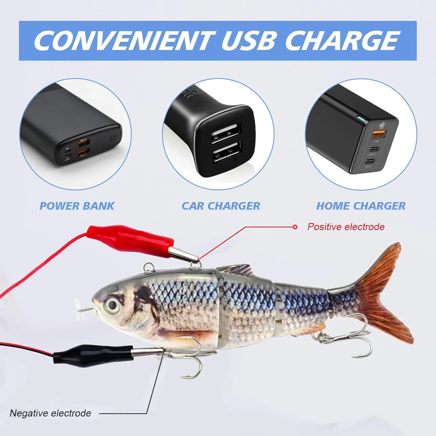 ods lure Robotic Swimming Lure USB Rechargeable LED Light 4-Segement Multi Jointed Swimbait Electric Bait Fishing Tackle
