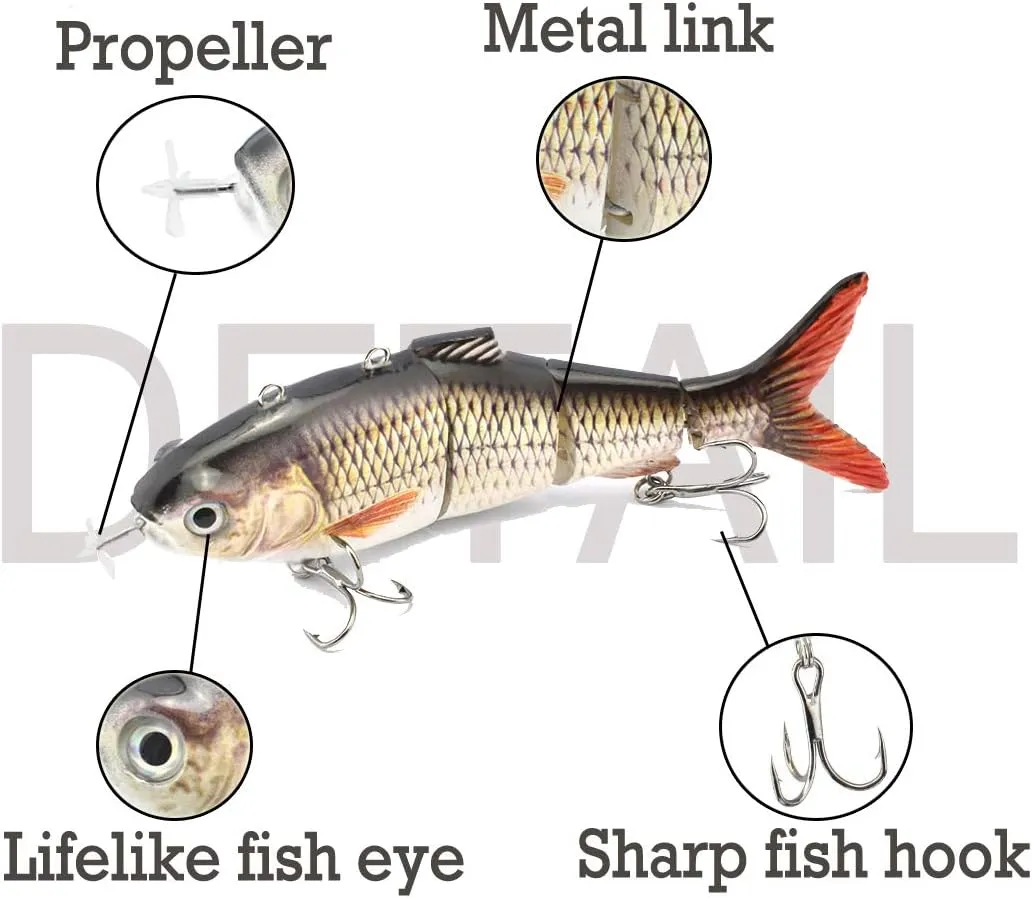 ods lure Robotic Swimming Lure USB Rechargeable LED Light 4-Segement Multi Jointed Swimbait Electric Bait Fishing Tackle