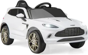 OLAKIDS 12V Kids Ride On Car, Licensed Aston Martin DBX Electric Vehicle with Remote Control, Toddlers Battery Powered Toy Gift with Wheels Suspension, LED Lights, Music, Bluetooth, FM, USB (White)