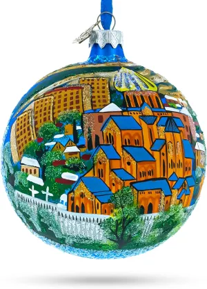 Old Town (Altstadt), Tbilisi, Georgia Glass Ball Christmas Ornament 4 Inches