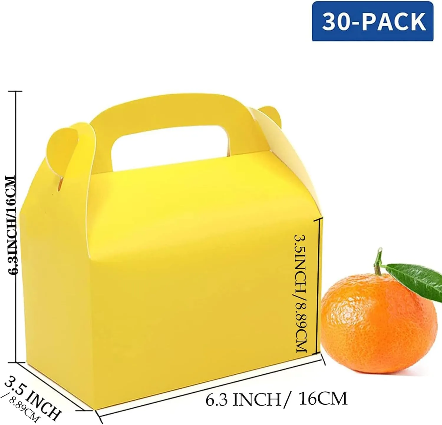 Oletx 30-Pack Yellow Party Favor Treat Boxes, Goodie Boxes, Candy Box, Gable Paper Gift Boxes with Handles Perfect for Construction Party and Chic Yellow Submarine Party Decoration Supplies