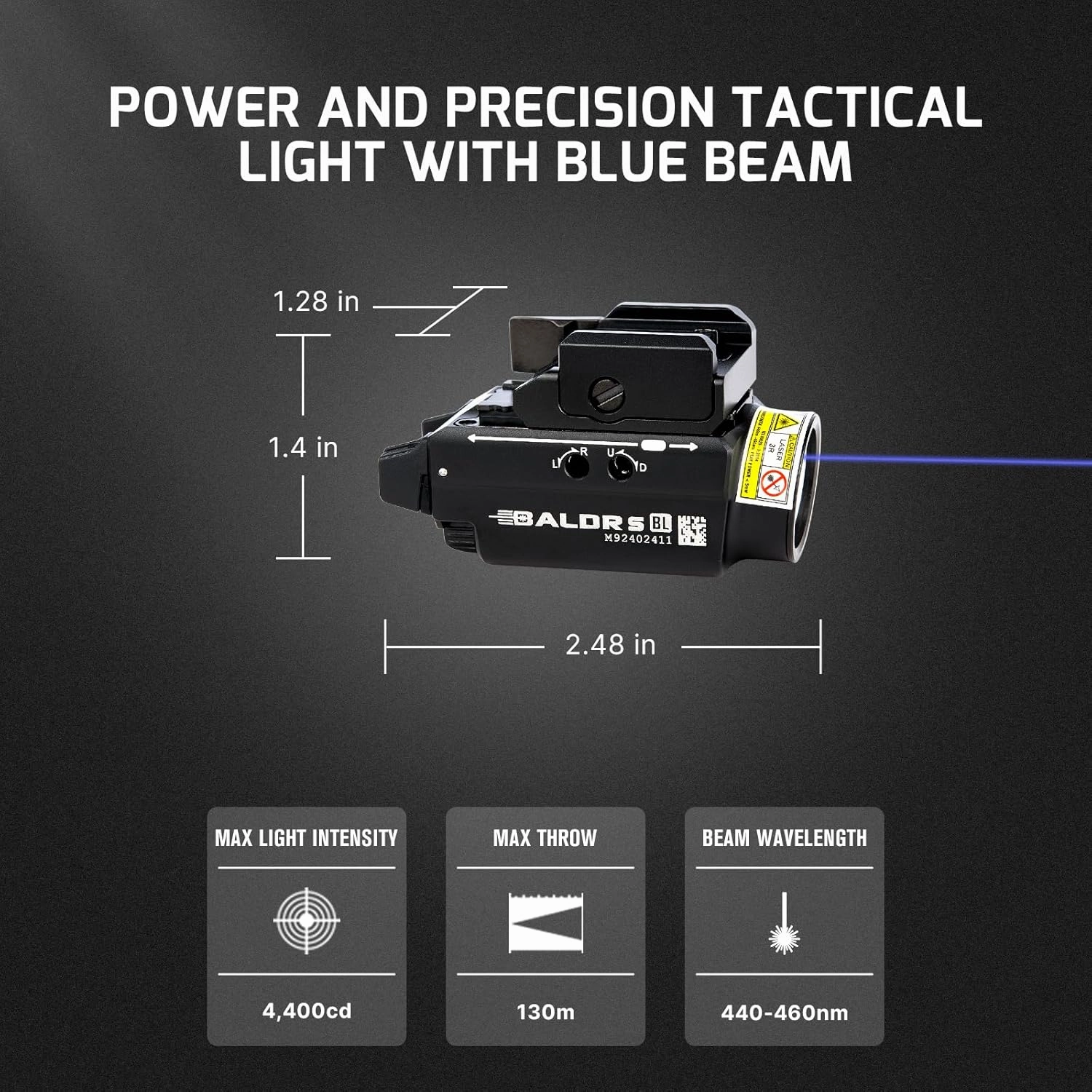 OLIGHT Baldr S Blue Beam 800 Lumens Magnetic USB Rechargeable Tactical Flashlight with White LED Combo, Compact Rail Mounted Light with 1913 or GL Rail, Battery Included (Desert Tan)