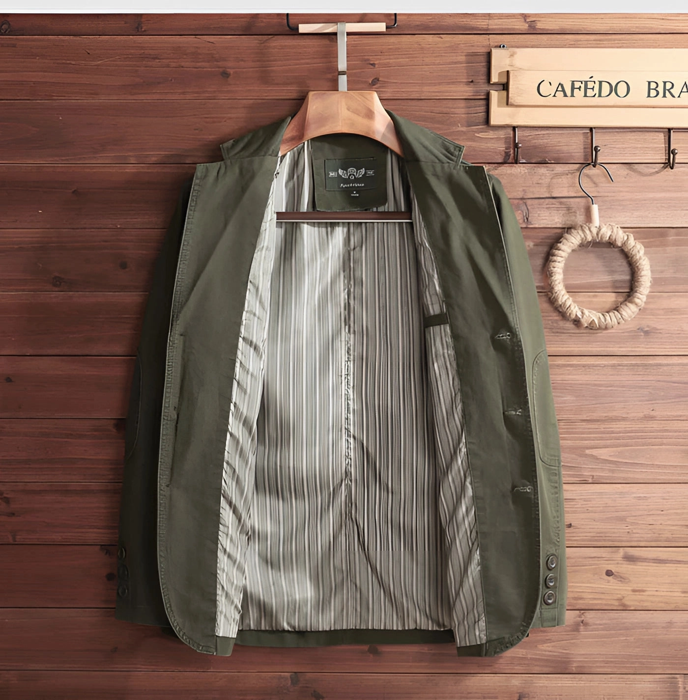 Olive Green Men's Casual Blazer - Lightweight Spring Jacket
