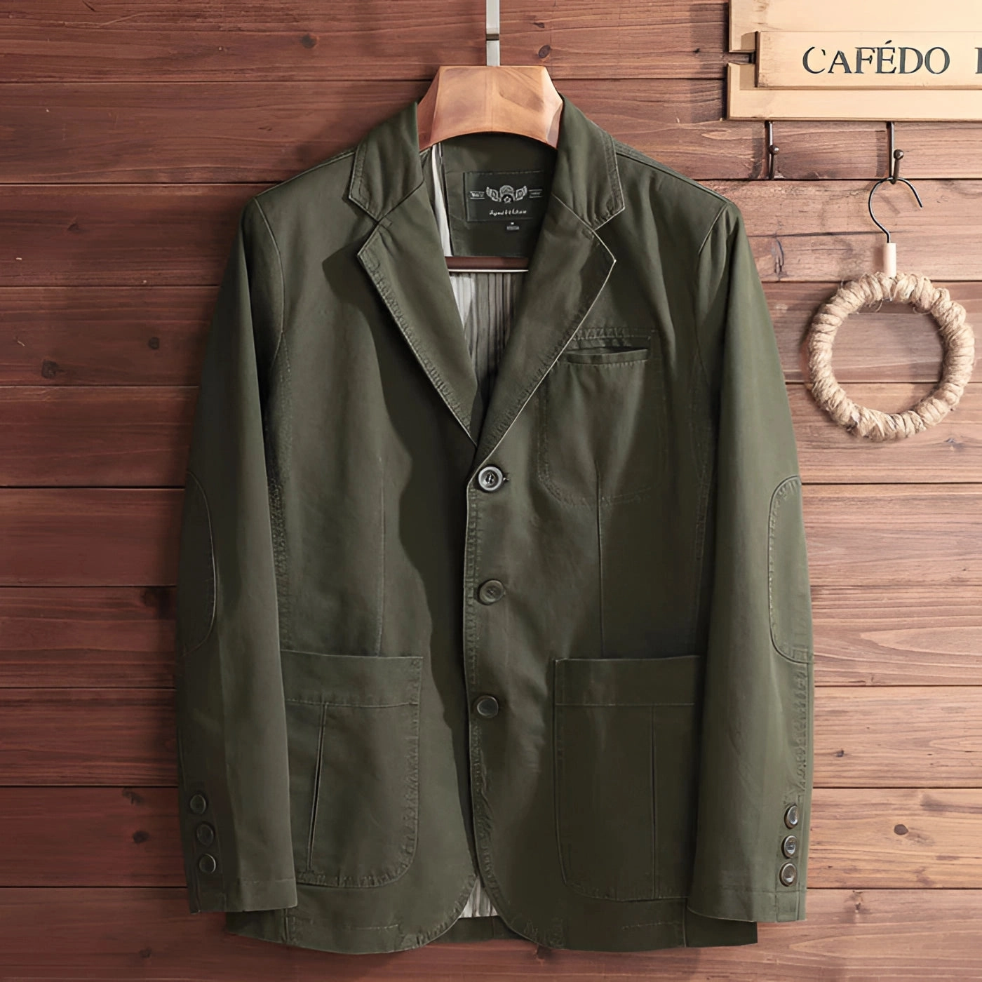 Olive Green Men's Casual Blazer - Lightweight Spring Jacket
