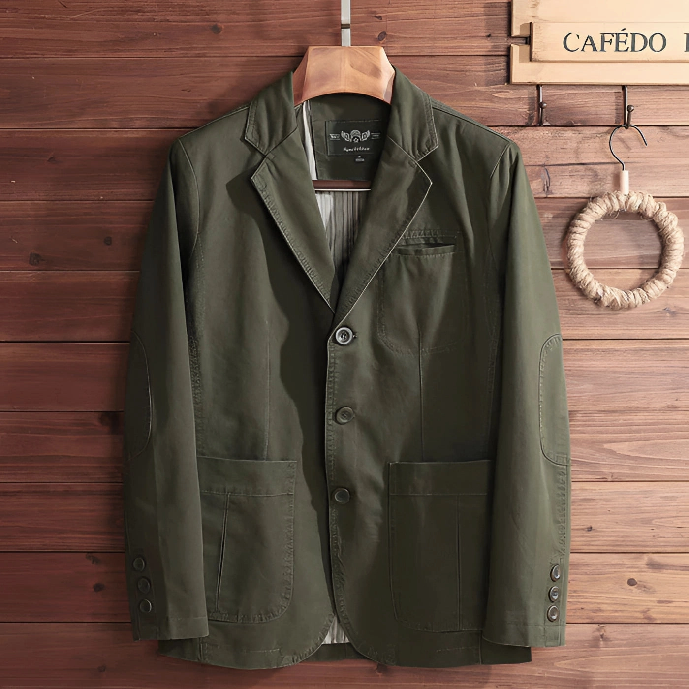 Olive Green Men's Casual Blazer - Lightweight Spring Jacket