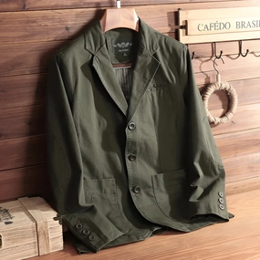 Olive Green Men's Casual Blazer - Lightweight Spring Jacket