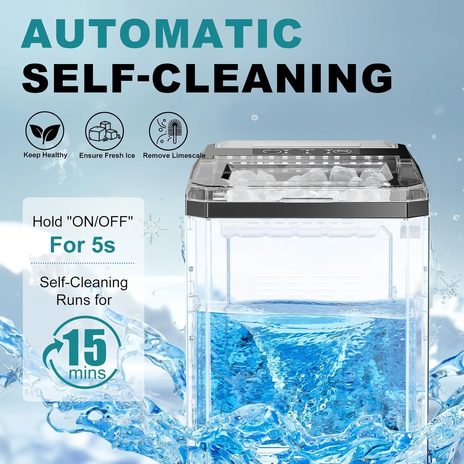OLIXIS Ice Maker, Ice Makers Countertop with Handle, Portable Ice Machine, 9 Bullet Ice Cubes in 6 Mins, 26lbs in 24Hrs, Auto-Cleaning, with Basket and Scoop, for Home, Kitchen, RV, Camping, Black