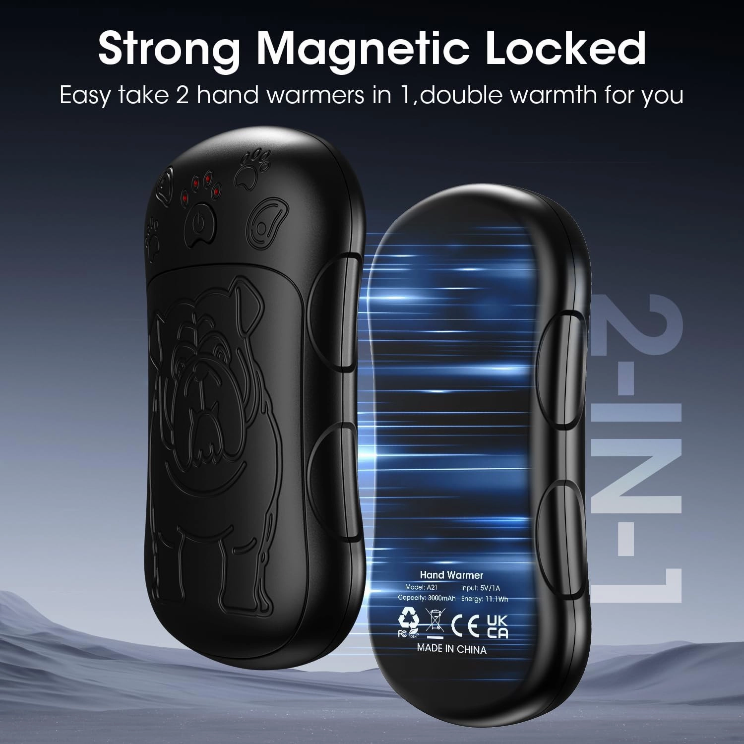 OLV Hand Warmers Rechargeable 2 Pack Strong Magnetic 18Hrs Longer Heating Portable Pocket-Sized Hand Warmer 6000mAh USB Hot Heater Birthday Gifts for Men Women Camping,Golf,Hunting,Travel Essentials