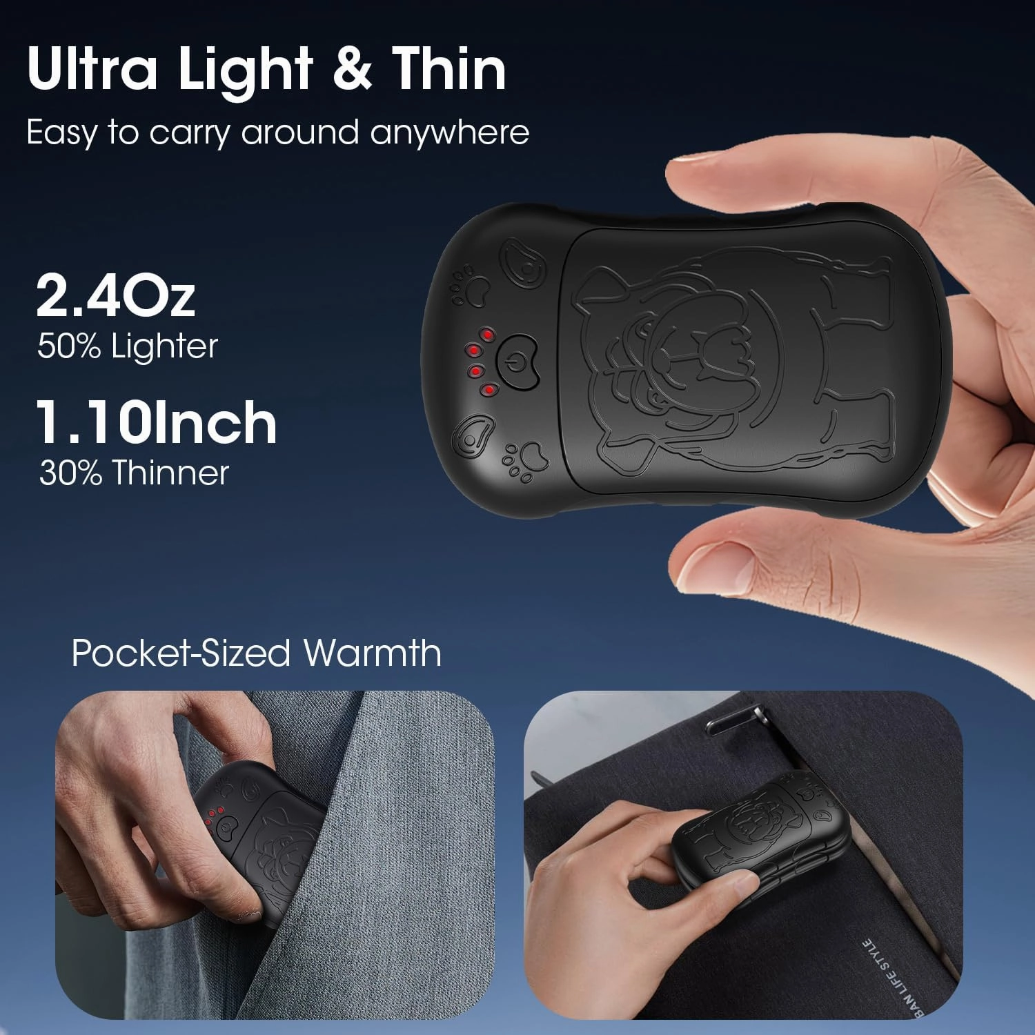 OLV Hand Warmers Rechargeable 2 Pack Strong Magnetic 18Hrs Longer Heating Portable Pocket-Sized Hand Warmer 6000mAh USB Hot Heater Birthday Gifts for Men Women Camping,Golf,Hunting,Travel Essentials
