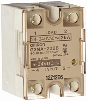 Omron G3NA-225B DC5-24 Solid State Relay, Zero Cross Function, Yellow Indicator, Phototriac Coupler Isolation, 25 A Rated Load Current, 24 to 240 VAC Rated Load Voltage, 5 to 24 VDC Input Voltage