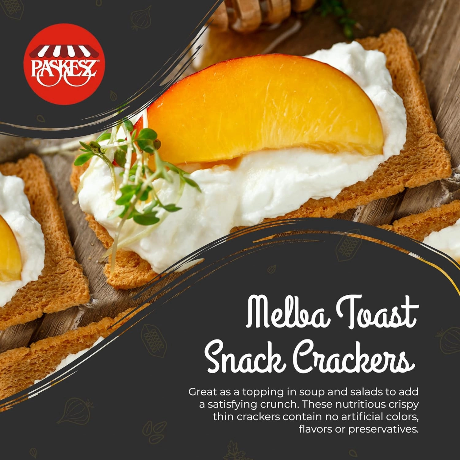 Only Kosher Candy Melba Toast Classic Original Kosher Parve with No Artificial Flavor, Fresh Natural Ingredients, Kosher Certified Delicious Snack Crackers (Pack of 3)