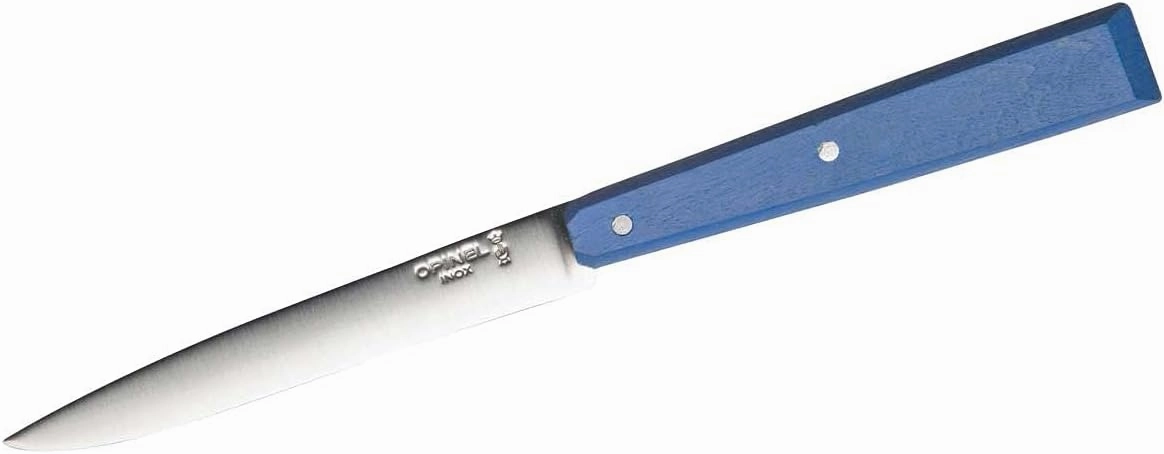 Opinel No. 125 Table Knives, 4 Piece Set, High Carbon Steel Dinner Knives for Parties, Entertaining, or Everyday Use, Painted Hornbeam Handles, Made in France (Countryside)