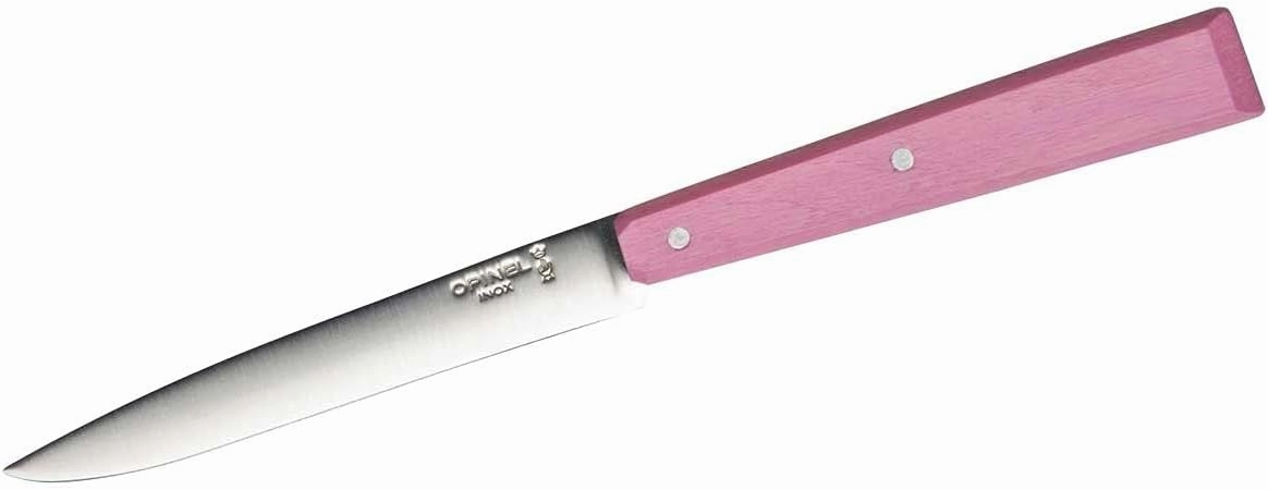 Opinel No. 125 Table Knives, 4 Piece Set, High Carbon Steel Dinner Knives for Parties, Entertaining, or Everyday Use, Painted Hornbeam Handles, Made in France (Countryside)