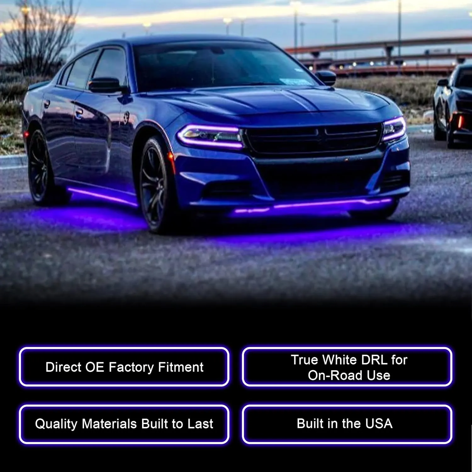 ORACLE LIGHTING ColorSHIFT RGB W DRL Headlight Kit | 2015-2021 Dodge Charger Upgrade, 6 DRLs with Simple Controller, Part # 1443-504
