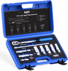 Orion Motor Tech 10pc 3/8 inch Drive Spark Plug Socket Set with 72 Tooth Click Torque Wrench, Magnetic Swivel Sockets, Universal Joint & Extension Bar, Cr-V Steel Magnetic Spark Plug Socket