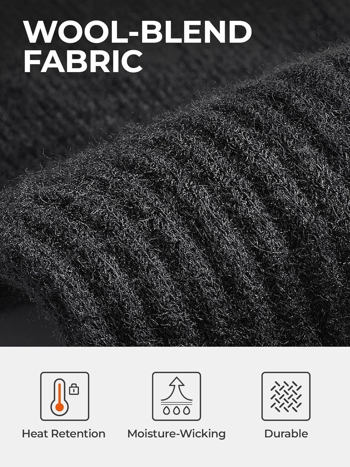 ORORO [All-New] Heated Socks with Toe and Sole Heating, Wool-Blend Electric Heated Socks with Battery (Charger Not Included)