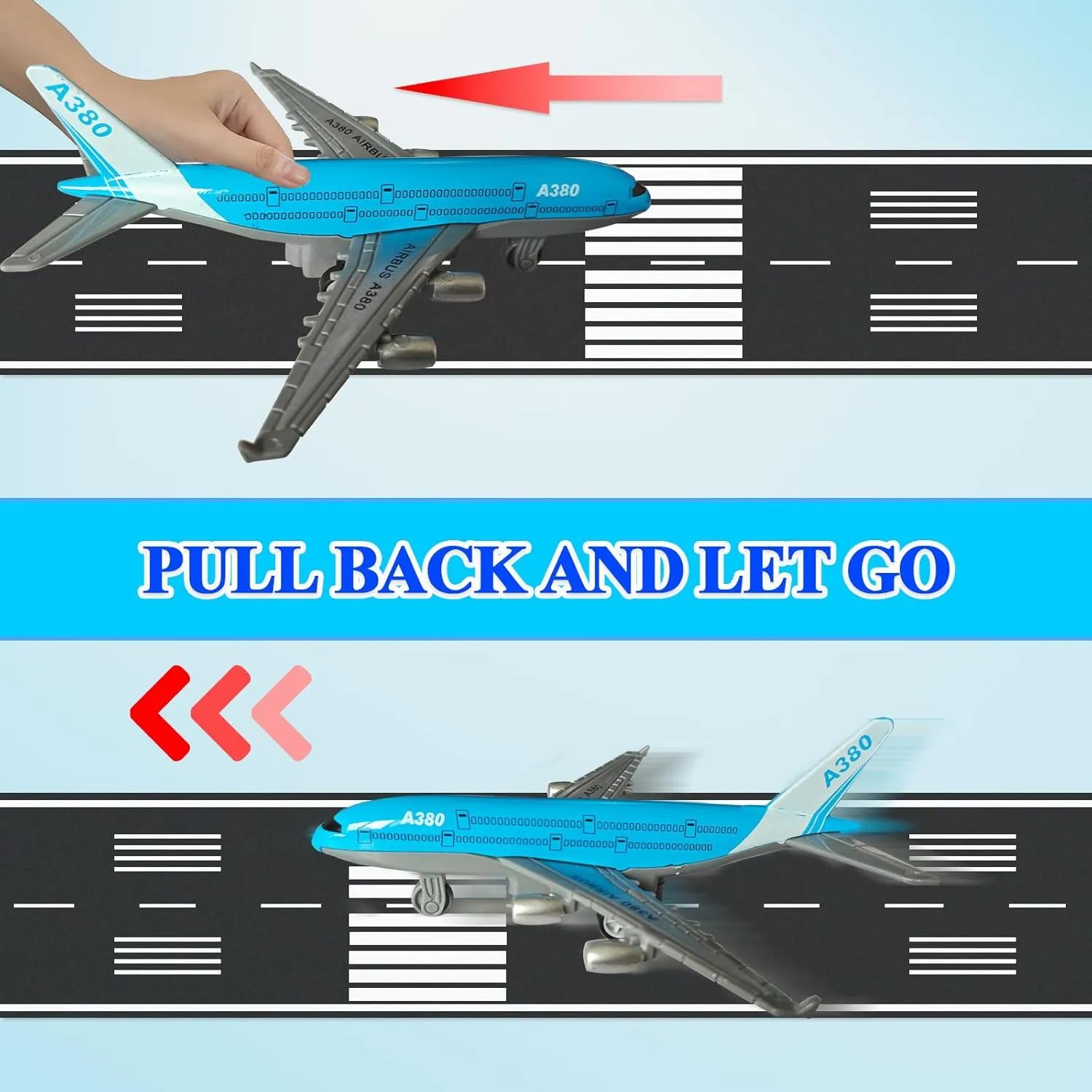 OTONOPI Toy Airplane Die-cast Metal Model Plane Pull Back Aircraft Airline for Kids Cake Toopper Party Favor Age 3  Pack of 4pcs