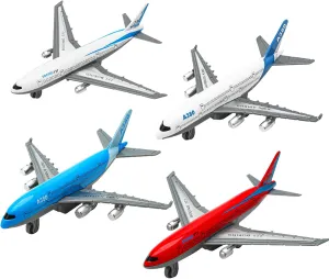 OTONOPI Toy Airplane Die-cast Metal Model Plane Pull Back Aircraft Airline for Kids Cake Toopper Party Favor Age 3  Pack of 4pcs