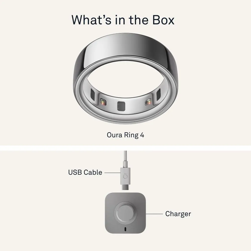 Oura Ring 4 - Silver - Size 7 - Smart Ring - Size First with Oura Ring 4 Sizing Kit - Sleep Tracking Wearable - Heart Rate - Fitness Tracker - Up to 8 Days of Battery Life