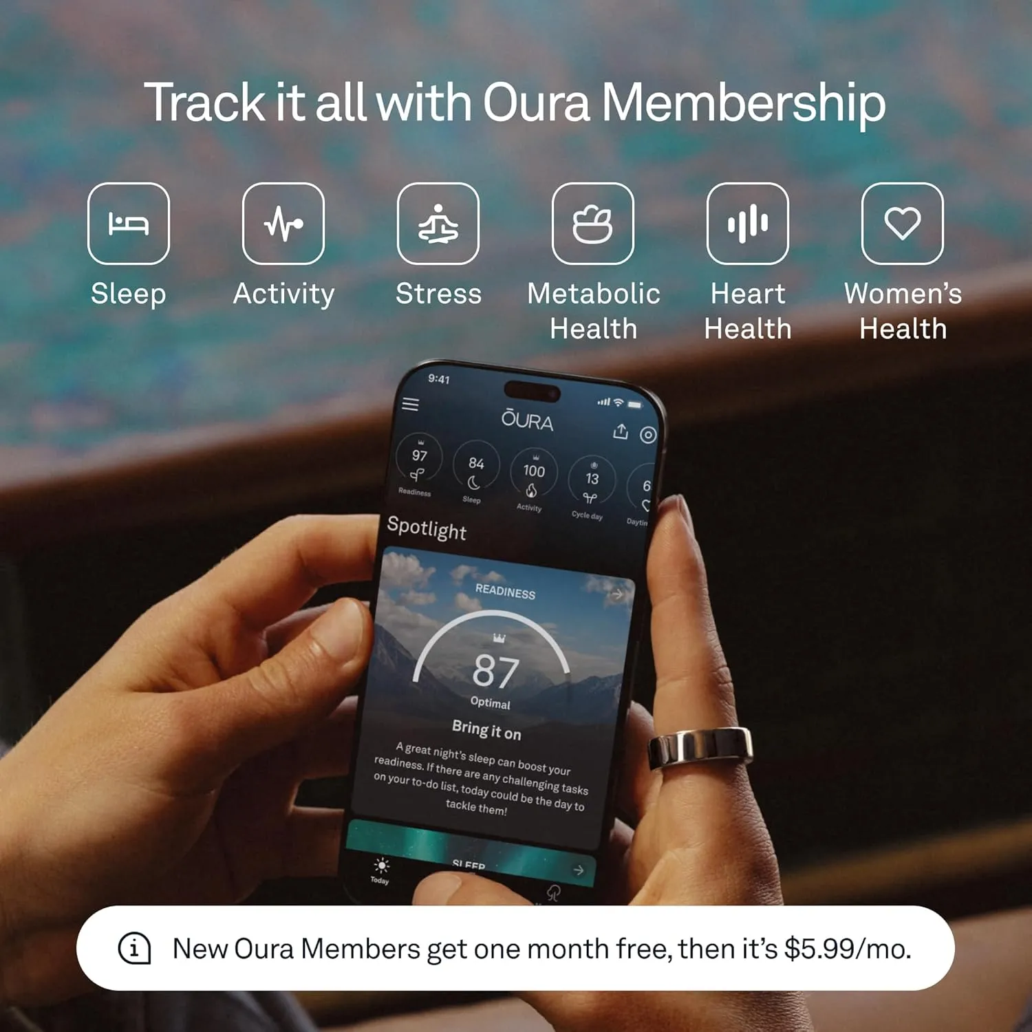 Oura Ring 4 - Silver - Size 7 - Smart Ring - Size First with Oura Ring 4 Sizing Kit - Sleep Tracking Wearable - Heart Rate - Fitness Tracker - Up to 8 Days of Battery Life