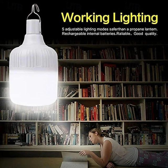 Outdoor USB Rechargeable LED Lamp Bulbs 60W Emergency Light Hook Up Camping Fishing Portable Lantern Night Lights