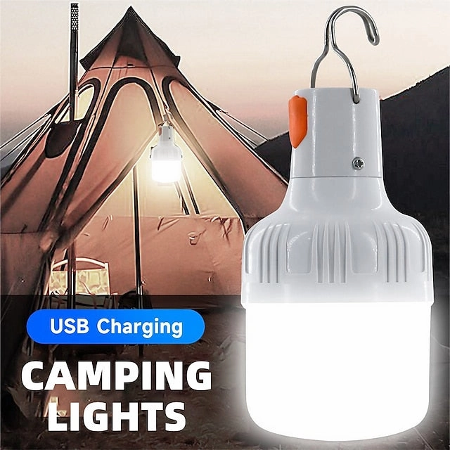 Outdoor USB Rechargeable LED Lamp Bulbs 60W Emergency Light Hook Up Camping Fishing Portable Lantern Night Lights