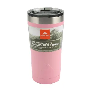 Ozark Trail Insulated Double Wall Stainless Steel 20 Ounce Pink Tumbler Cup Cold/Hot Drinks Locking Leakproof Lid Anti-Skid Bottom Sweat-Free Design