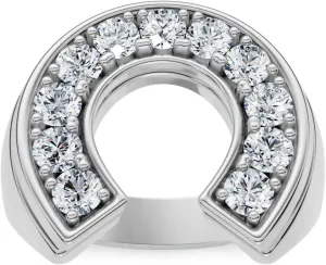P3 POMPEII3 Pompeii 3/4 Ct Men's Diamond Horseshoe Lucky Pinkie Ring 10k White Gold Fashion