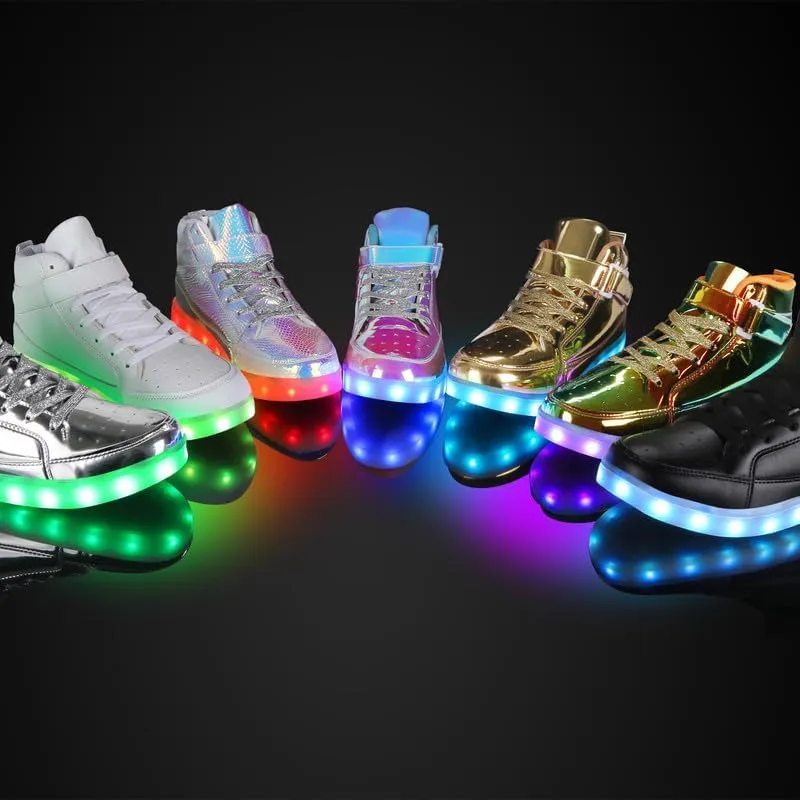 Padgene Women's Men's LED Lights Up Shoes Unisex Luminous Flashing Trainers USB Charging Lace Up Couples Dancing Shoes