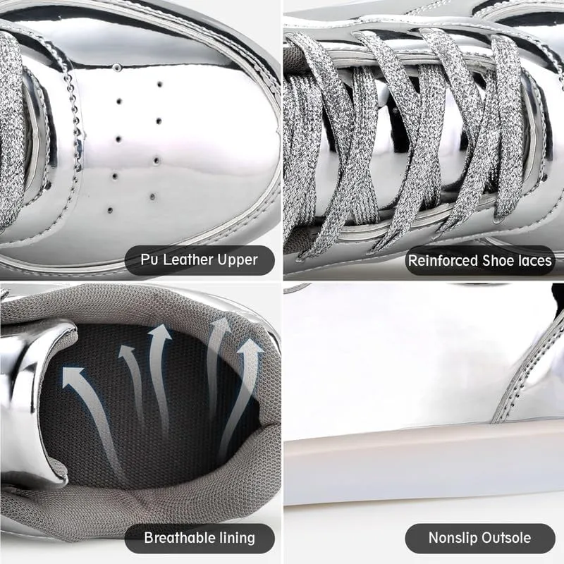 Padgene Women's Men's LED Lights Up Shoes Unisex Luminous Flashing Trainers USB Charging Lace Up Couples Dancing Shoes