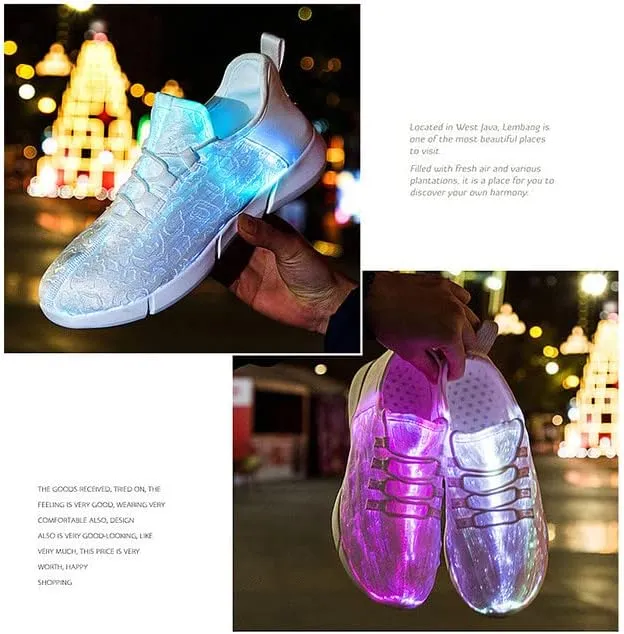 Padgene Women's Men's LED Lights Up Shoes Unisex Luminous Flashing Trainers USB Charging Lace Up Couples Dancing Shoes
