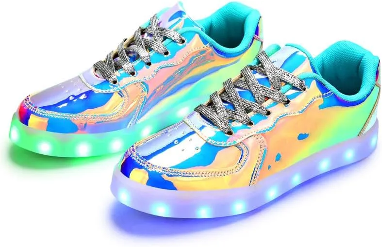 Padgene Women's Men's LED Lights Up Shoes Unisex Luminous Flashing Trainers USB Charging Lace Up Couples Dancing Shoes