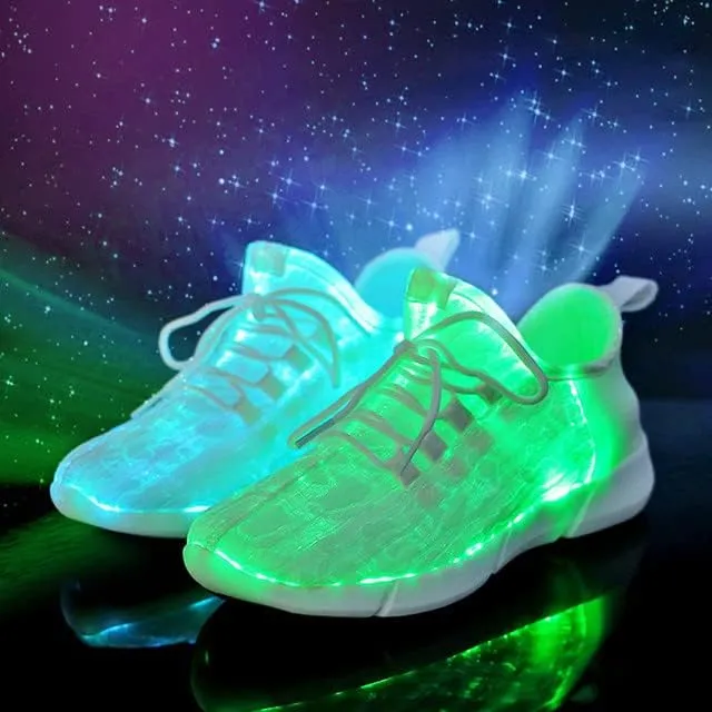 Padgene Women's Men's LED Lights Up Shoes Unisex Luminous Flashing Trainers USB Charging Lace Up Couples Dancing Shoes