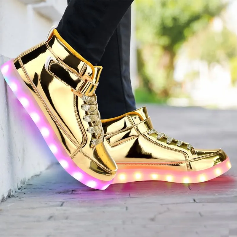 Padgene Women's Men's LED Lights Up Shoes Unisex Luminous Flashing Trainers USB Charging Lace Up Couples Dancing Shoes