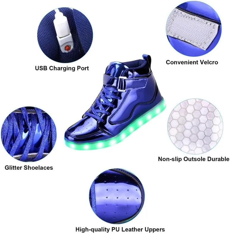 Padgene Women's Men's LED Lights Up Shoes Unisex Luminous Flashing Trainers USB Charging Lace Up Couples Dancing Shoes