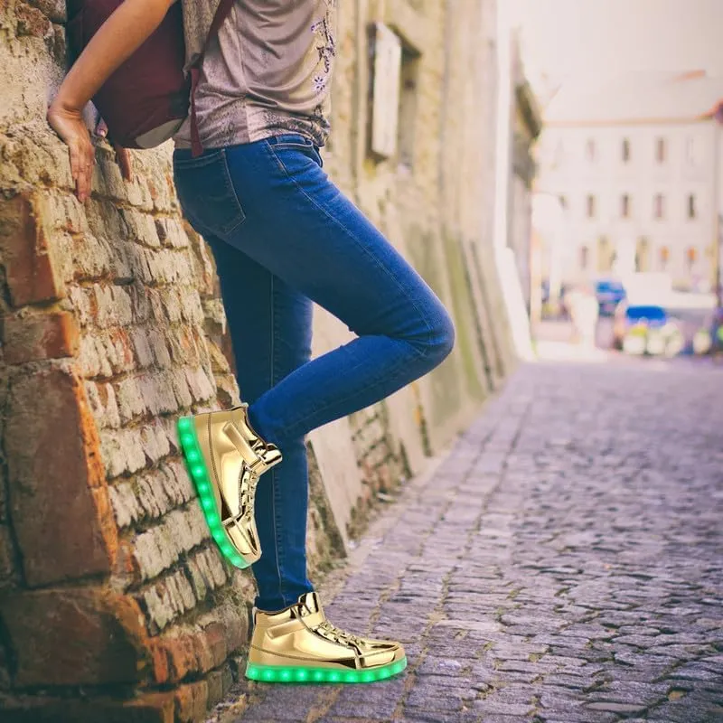 Padgene Women's Men's LED Lights Up Shoes Unisex Luminous Flashing Trainers USB Charging Lace Up Couples Dancing Shoes