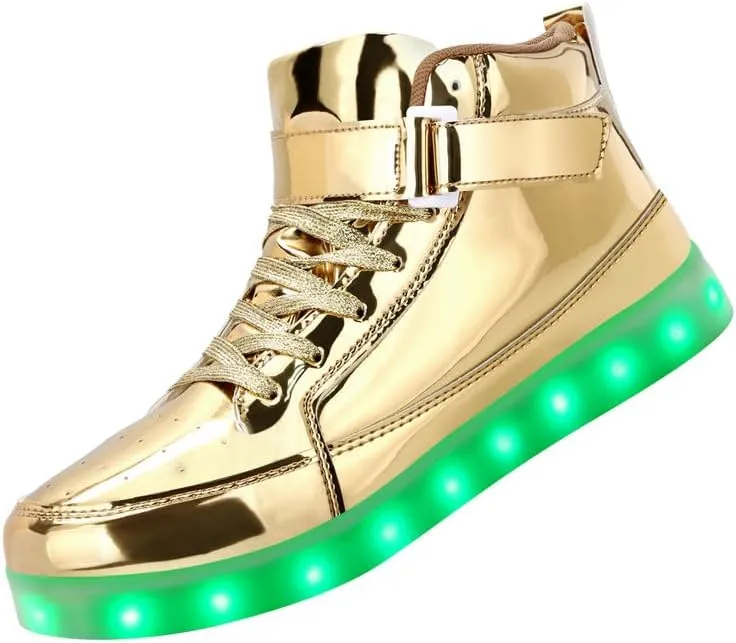Padgene Women's Men's LED Lights Up Shoes Unisex Luminous Flashing Trainers USB Charging Lace Up Couples Dancing Shoes