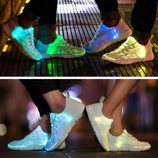 Padgene Women's Men's LED Lights Up Shoes Unisex Luminous Flashing Trainers USB Charging Lace Up Couples Dancing Shoes